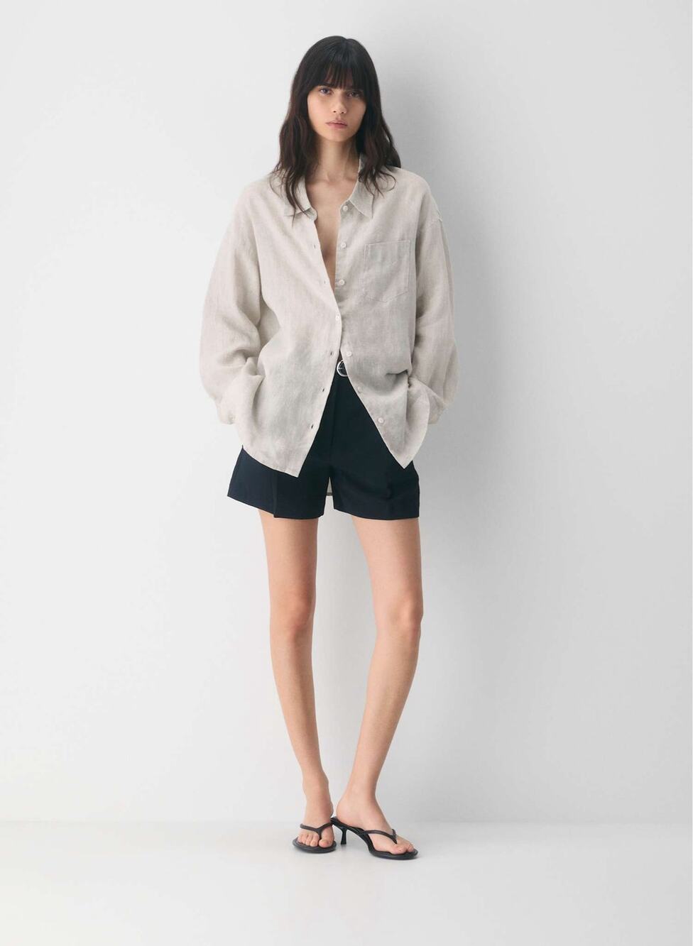 Aritzia Wilfred Reminisce Relaxed Linen Shirt Sz S in Undyed Ecru Button Up Nice